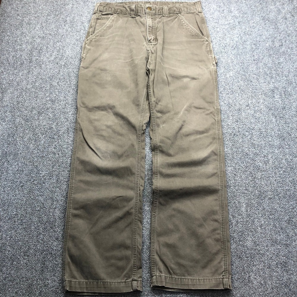 Carhartt B324-DFE Mens Relaxed Carpenter Pants Dark Fatigue 34x32 Cotton Duck